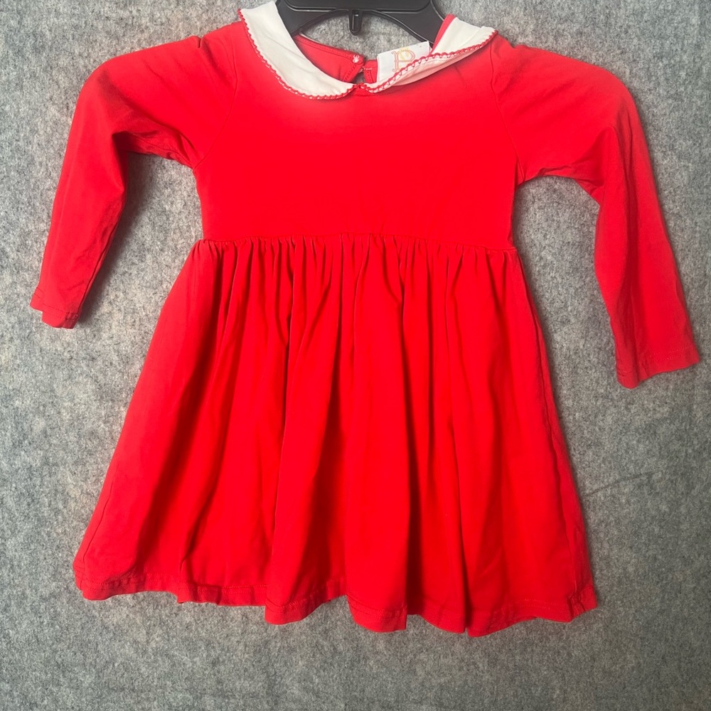 Swoon BABY Clothing Toddler Girl 4T Red Long-Sleeve Dress White Peter Pan Collar